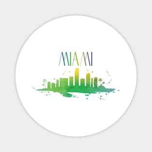 Miami Watercolor Skyline Magnet